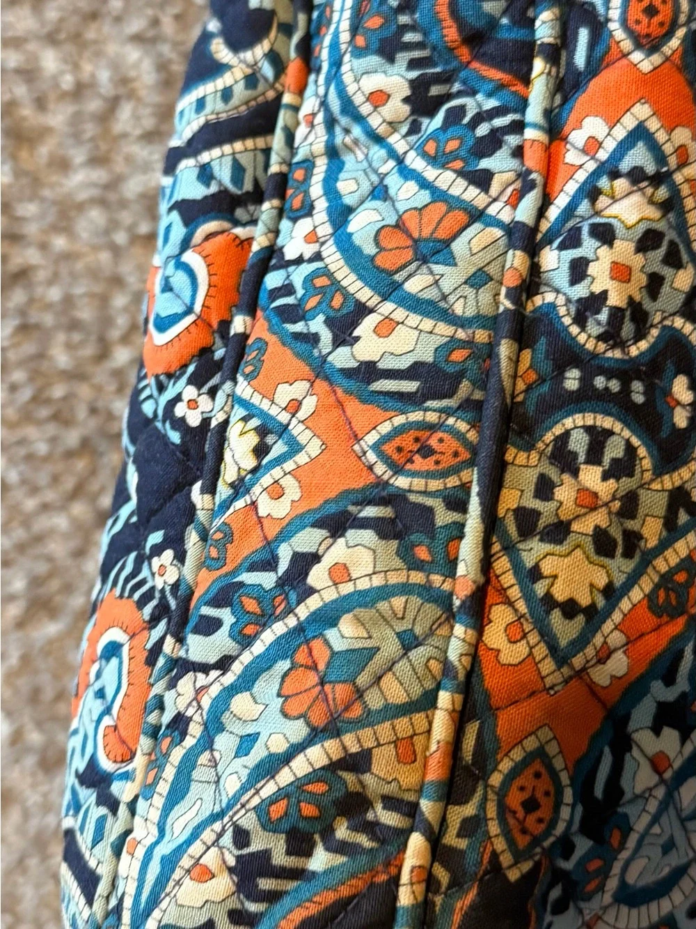 Vera Bradley Quilted Crossbody in Navy, Orange & Light Blue